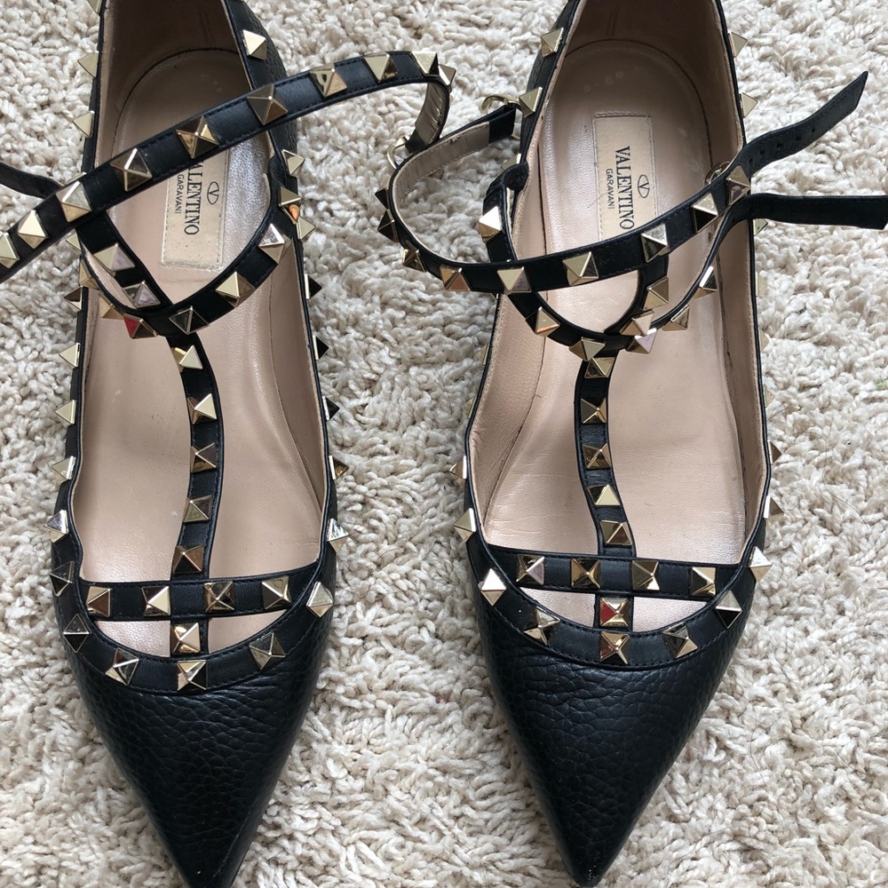 Valentino Rockstud Ballerina Cage Flat